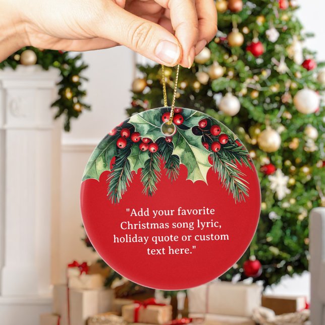Add Your Own Quote Christmas Botanical Floral Ceramic Tree Decoration (Creator Uploaded)