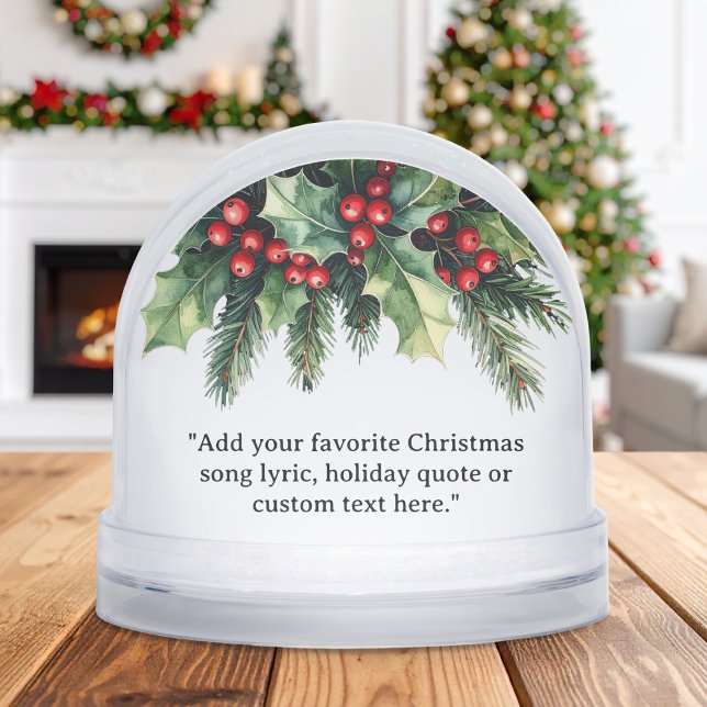 Add Your Own Quote Christmas Botanical Floral Snowglobe (Creator Uploaded)