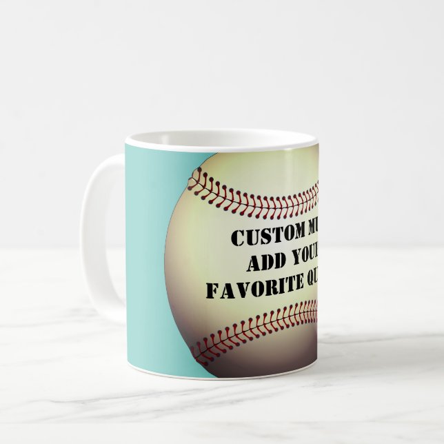add your own quote custom baseball on blue coffee mug (Front Left)