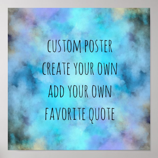 add your own quote  watercolor abstract blue poster (Front)
