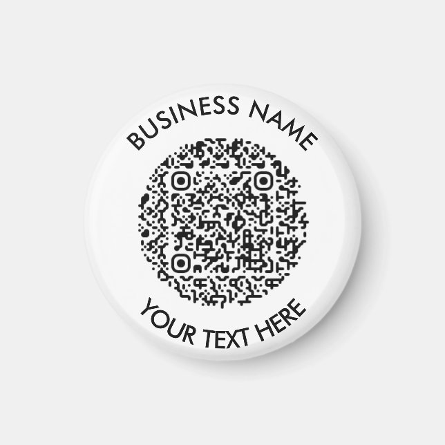 Add your own round QR Code Scan Minimal Simple Magnet (Front)