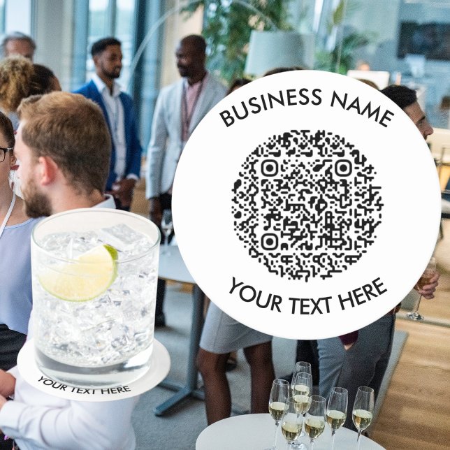 Add your own round QR Code Scan Minimal Simple Paper Coaster (Add your own round QR Code Scan Minimal Simple Round Paper Coaster
for business promotion)