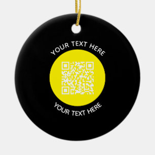 Add your own round QR Code text Scan Minimal  Ceramic Tree Decoration