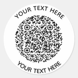 Add your own round QR Code text Scan Minimal Classic Round Sticker