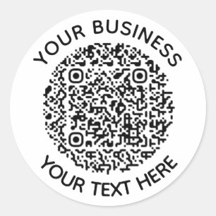 Add your own round QR Code text Scan minimal Classic Round Sticker