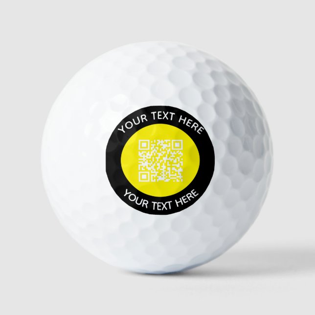 Add your own round QR Code text Scan Minimal  Golf Balls (Front)