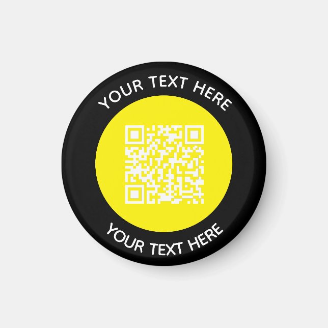 Add your own round QR Code text Scan Minimal  Magnet (Front)