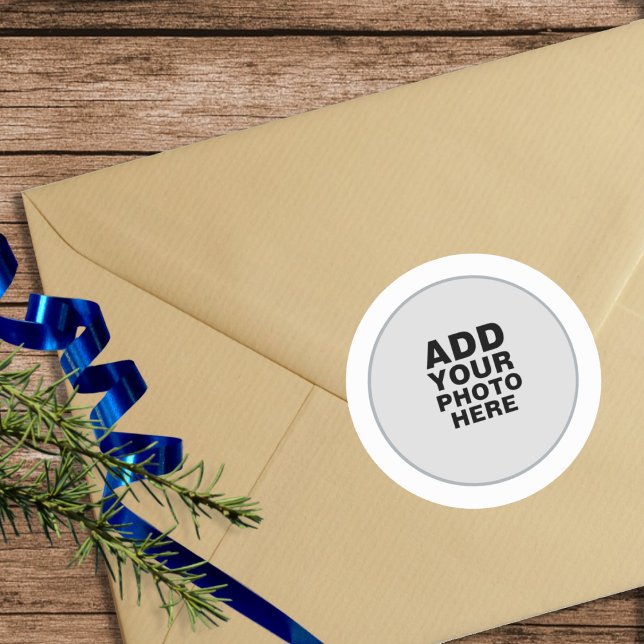 Add your own special photo classic round sticker (Creator Uploaded)