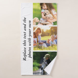 Add your own text and pics bath towel