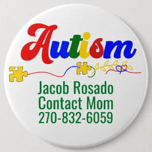 Add Your Own Text - Autism Pin Round Button