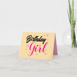 ADD YOUR OWN TEXT Birthday girl pink & beige Thank You Card