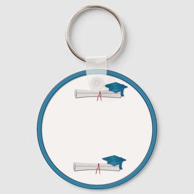 Add Your Own Text Blue Graduation Keychain (Front)