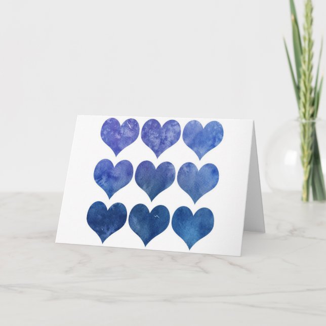 ADD YOUR OWN TEXT Blue Love Hearts Card (Front)