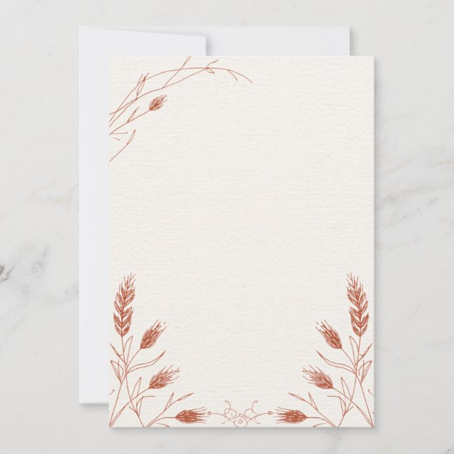 Add Your Own Text Boho Pampas Grass Wheat Invitation (Front)