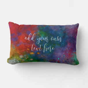 add your own text colourful abstract painted desig lumbar cushion