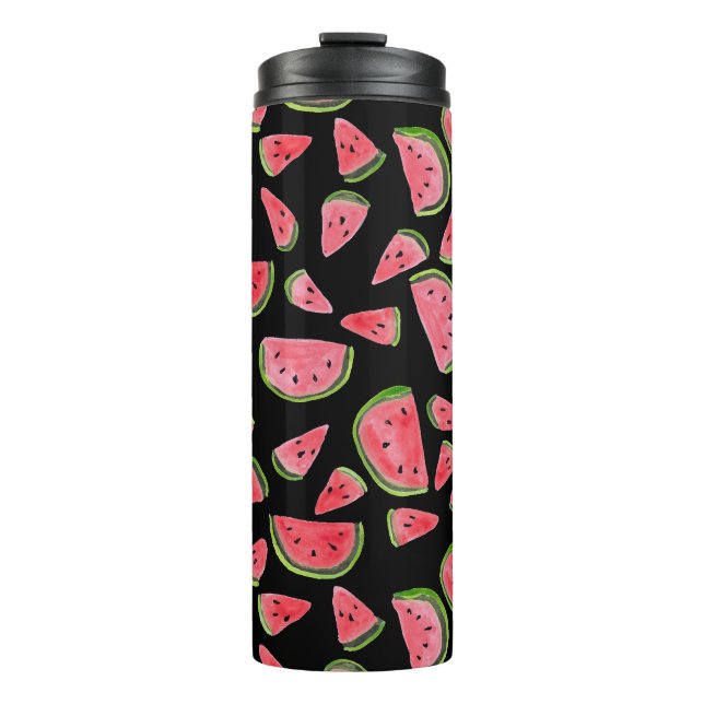 Add your own text! Cute Watermelon Watercolor Thermal Tumbler (Front)