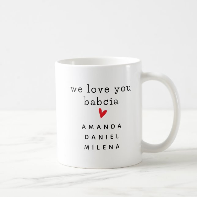 Add Your Own Text & Names – Customizable Babcia Coffee Mug (Right)