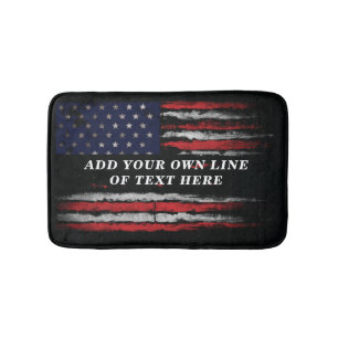 Add your own text on grunge American flag Bath Mat