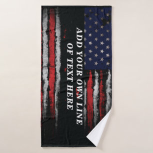 Add your own text on grunge American flag Bath Towel