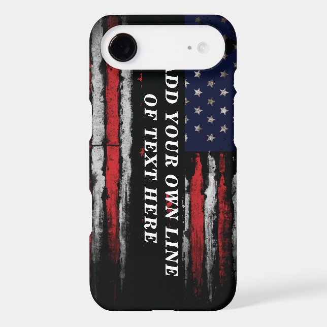 Add your own text on grunge American flag Case-Mate iPhone Case (Back)
