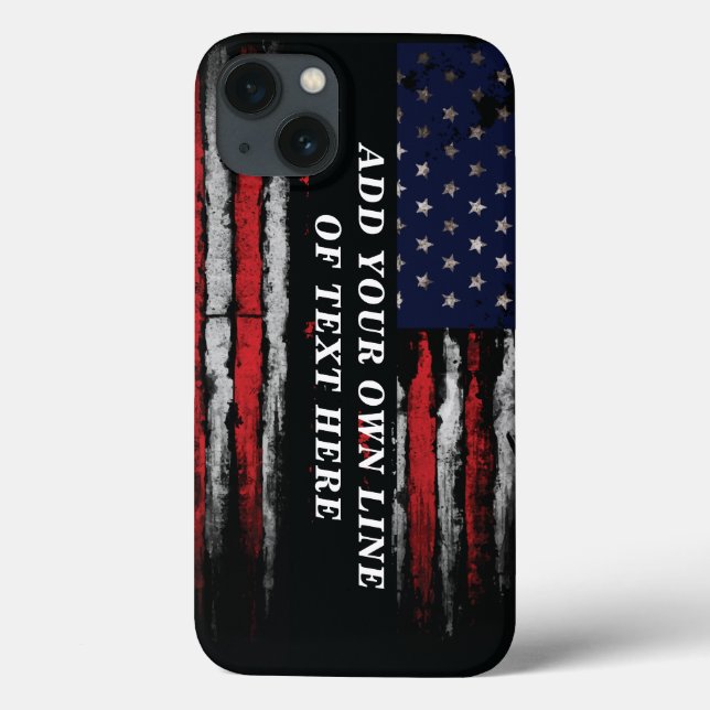 Add your own text on grunge American flag Case-Mate iPhone Case (Back)