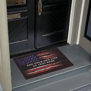 Add your own text on grunge American flag Doormat