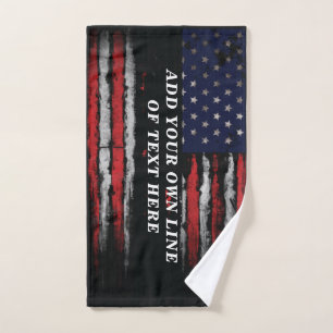 Add your own text on grunge American flag Hand Towel