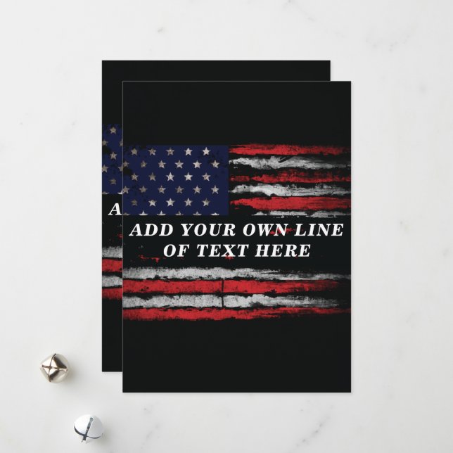 Add your own text on grunge American flag Holiday Card (Front/Back In Situ)
