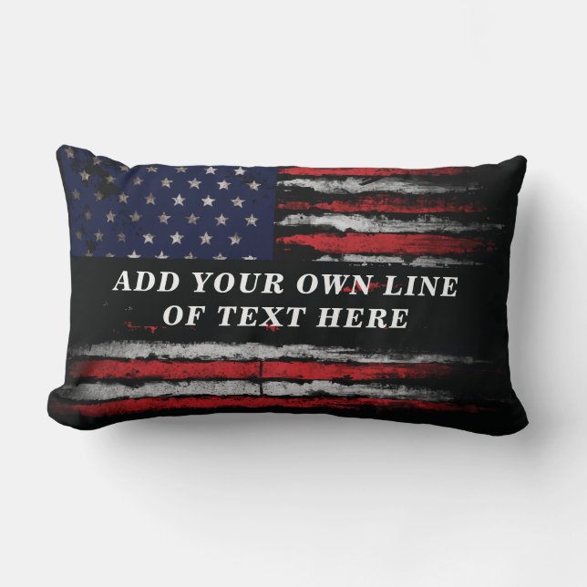 Add your own text on grunge American flag Lumbar Cushion (Front)