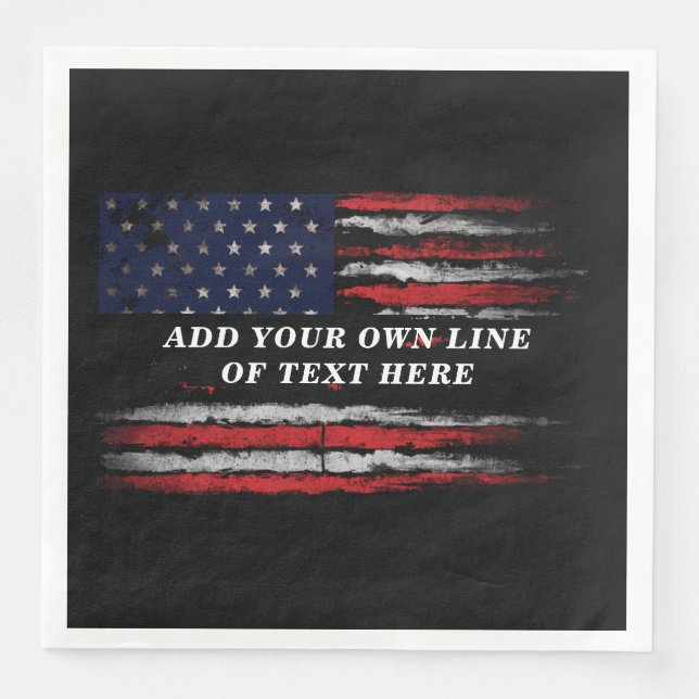 Add your own text on grunge American flag Napkin (Front)