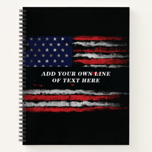 Add your own text on grunge American flag Notebook