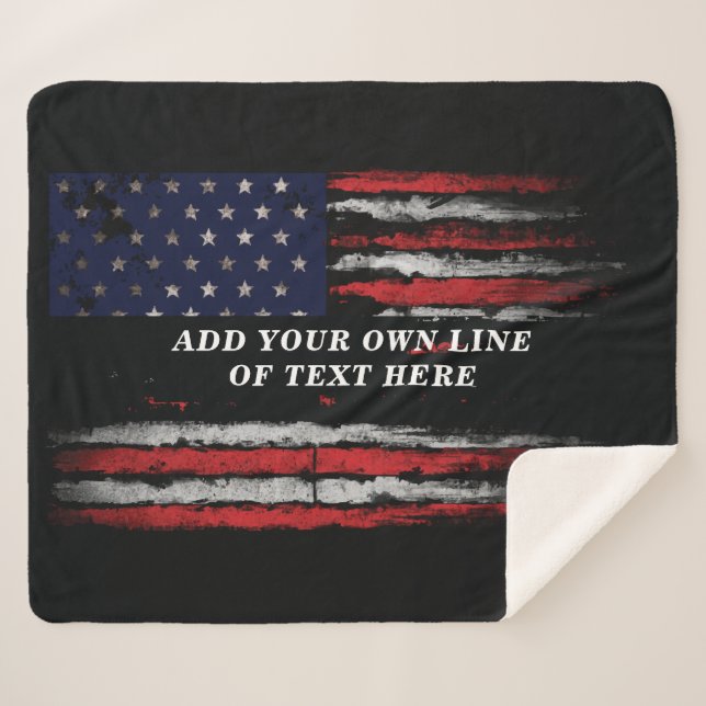 Add your own text on grunge American flag Sherpa Blanket (Front (Horizontal))