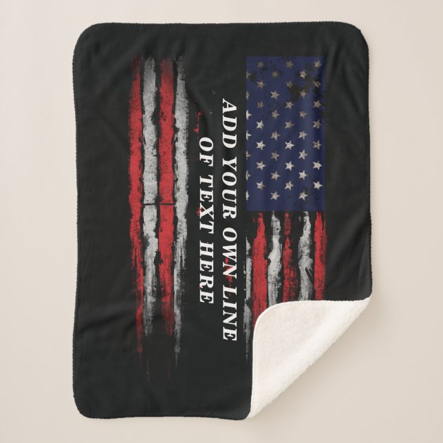 Add your own text on grunge American flag Sherpa Blanket (Front)