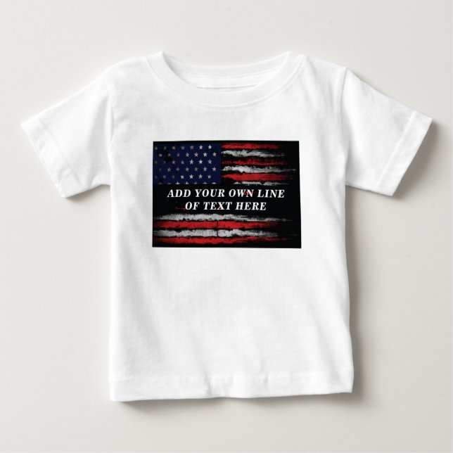 Add your own text on grunge American flag  T-Shirt (Front)