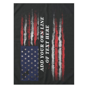 Add your own text on grunge American flag Tablecloth