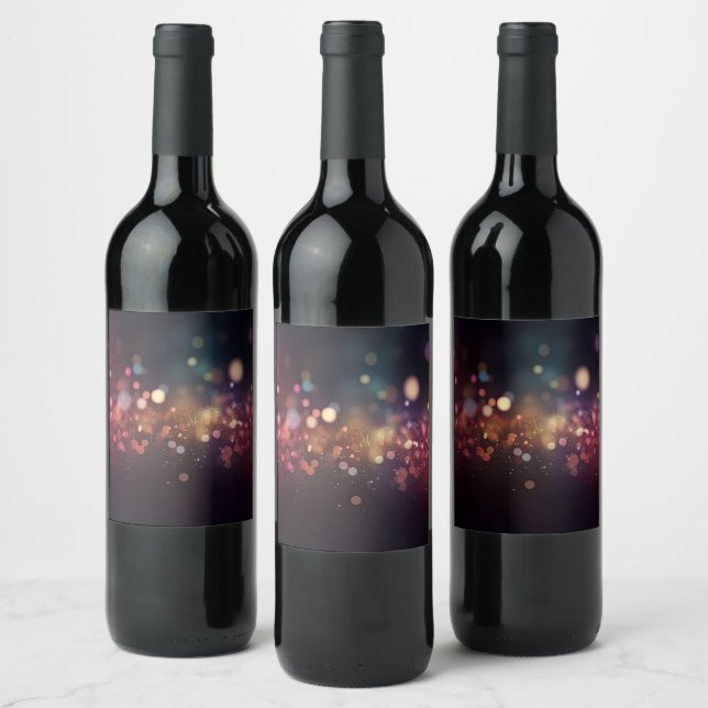 Add Your Own Text - Pink Bokeh Glitter Wine Label (Bottles)