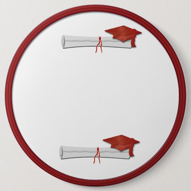 Add Your Own Text Red Graduation Button (Front)