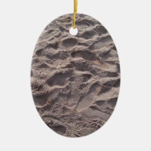 Add your own text, writing in sand, sunny beach ceramic tree decoration