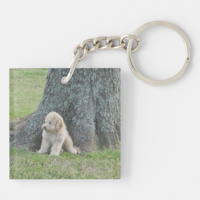 Add Your Personal Photo to Black Mosaic Pattern Key Ring (Back)