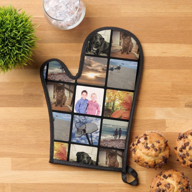 Add Your Personalised Photo Collage Print All Over Oven Mitt (Top down)