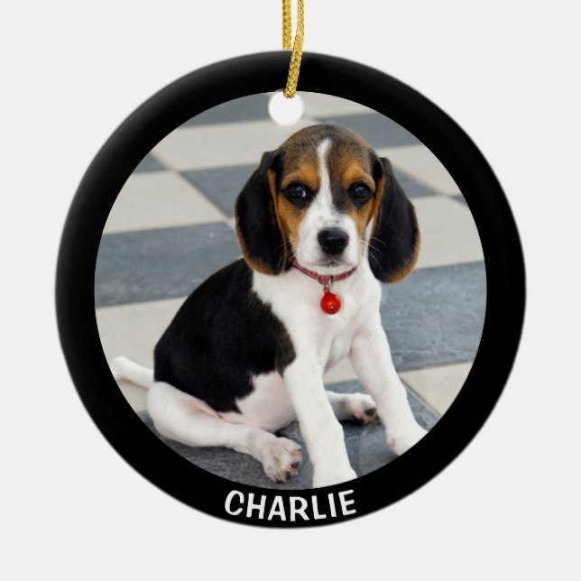 Add Your Pet Photo Christmas Ceramic Tree Decoration (Front)