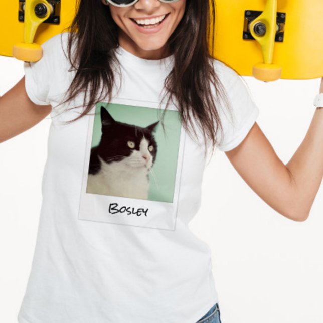 Add Your Pet Photo Retro Instant Camera Frame T-Shirt (Creator Uploaded)