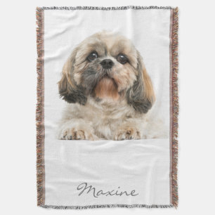 Add Your Pet Portrait Shih Tzu Dog Personalised Throw Blanket