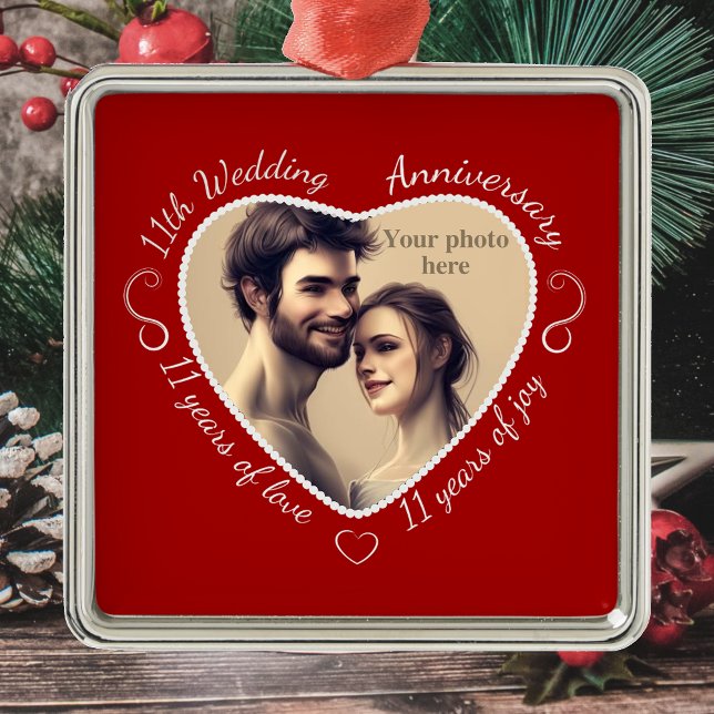 Add Your Photo 11 Years of Marriage Metal Tree Decoration (Creator Uploaded)