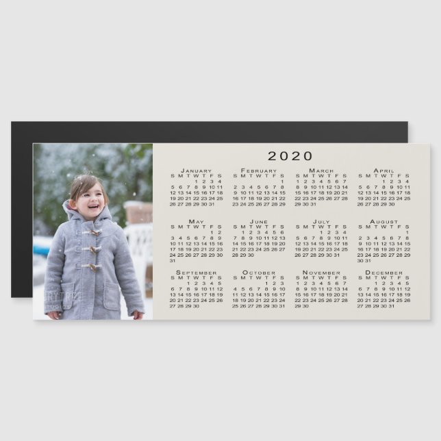Add Your Photo 2020 Calendar on Beige (Front/Back)