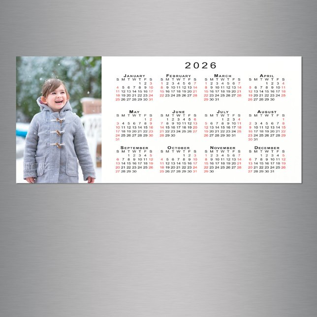 Add Your Photo 2026 Calendar on White Magnet (Add Your Photo 2026 Calendar on White Magnet in situ)