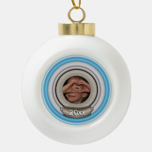 Add Your Photo and Choose Any Colour Frame Ceramic Ball Christmas Ornament