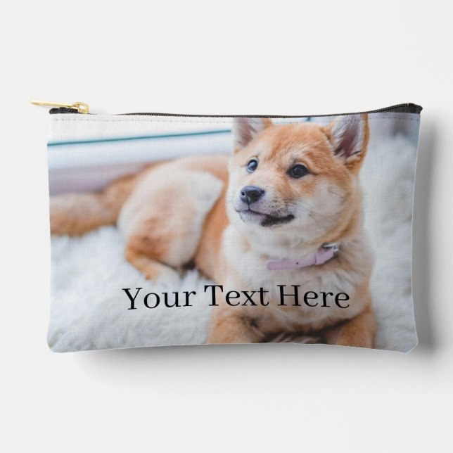 Add Your Photo and Text 2 Sided Customized Accessory Pouch (Front)