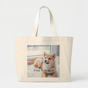 Add Your Photo and Text 2 Sided Customized Large Tote Bag
