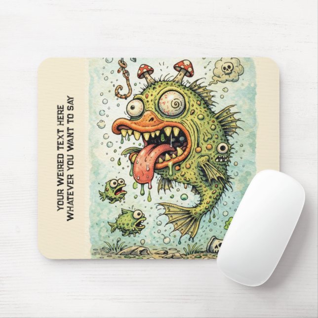 Add your photo and your weired text Funny fish Mouse Pad (With Mouse)